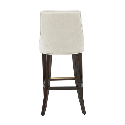 Cream Rubber Wood Barstool with Backrest - Kitchen Seating