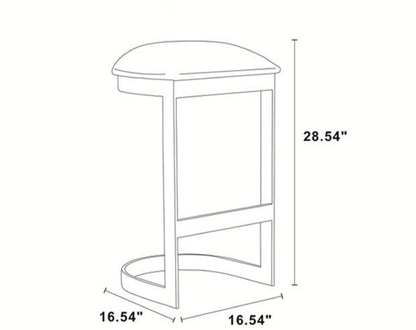 Blue Faux Leather Barstool with Footrest - Modern Metal Base