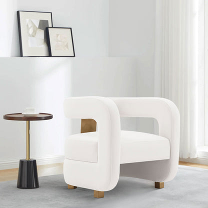 White Velvet Lounge Chair - Modern Accent Piece