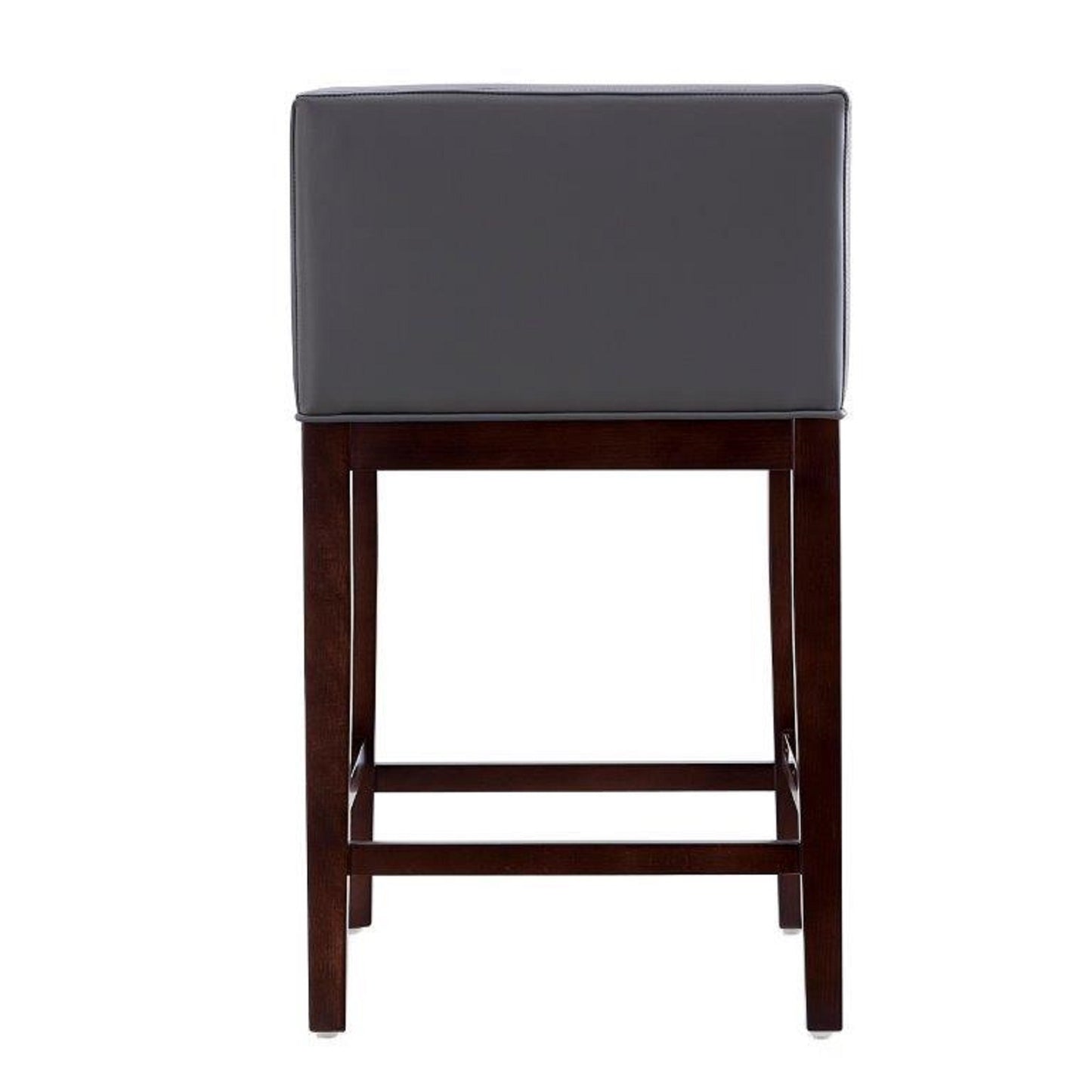 Grey Wood Counter Stool with Leather Backseat for Living Room