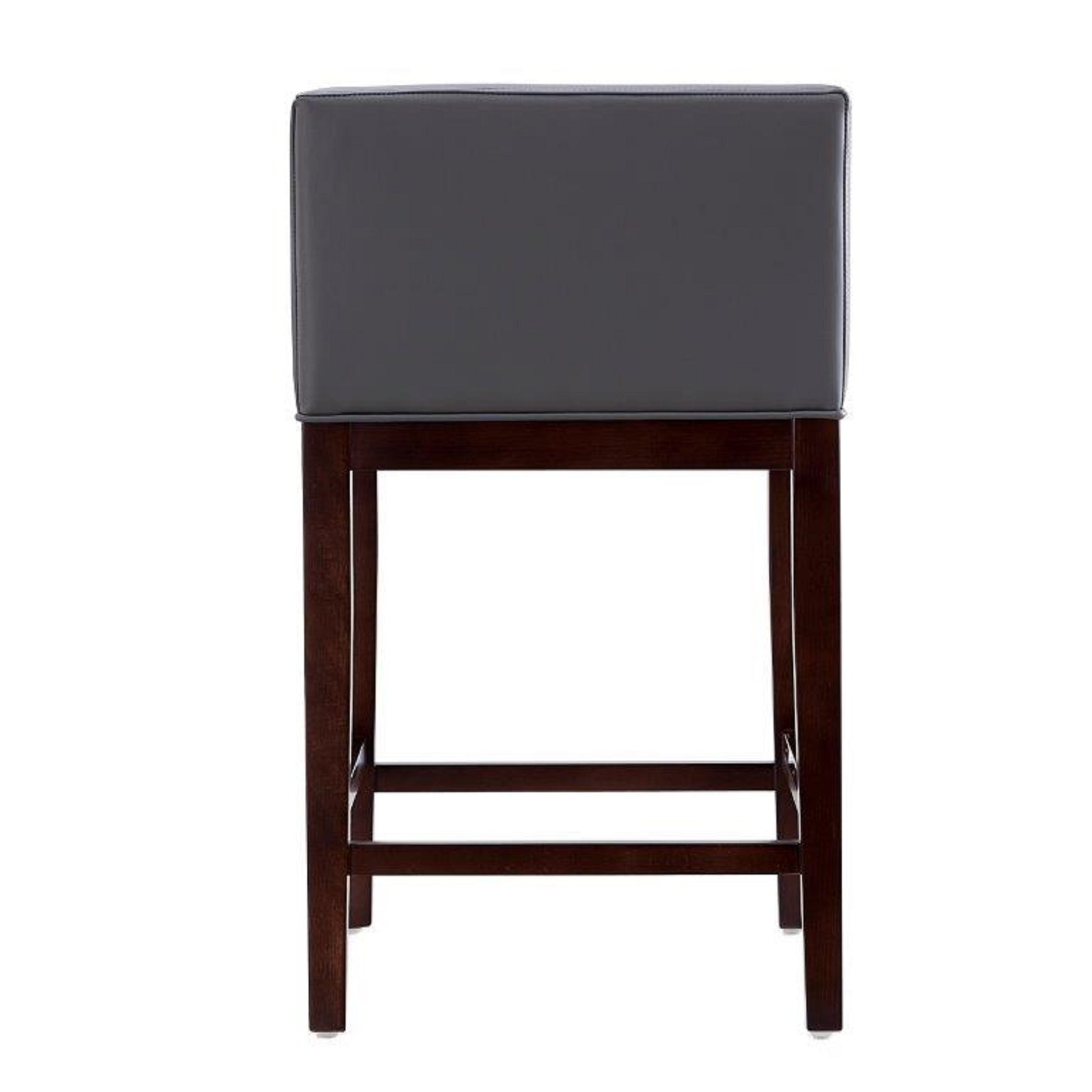 Grey Wood Counter Stool with Leather Backseat for Living Room