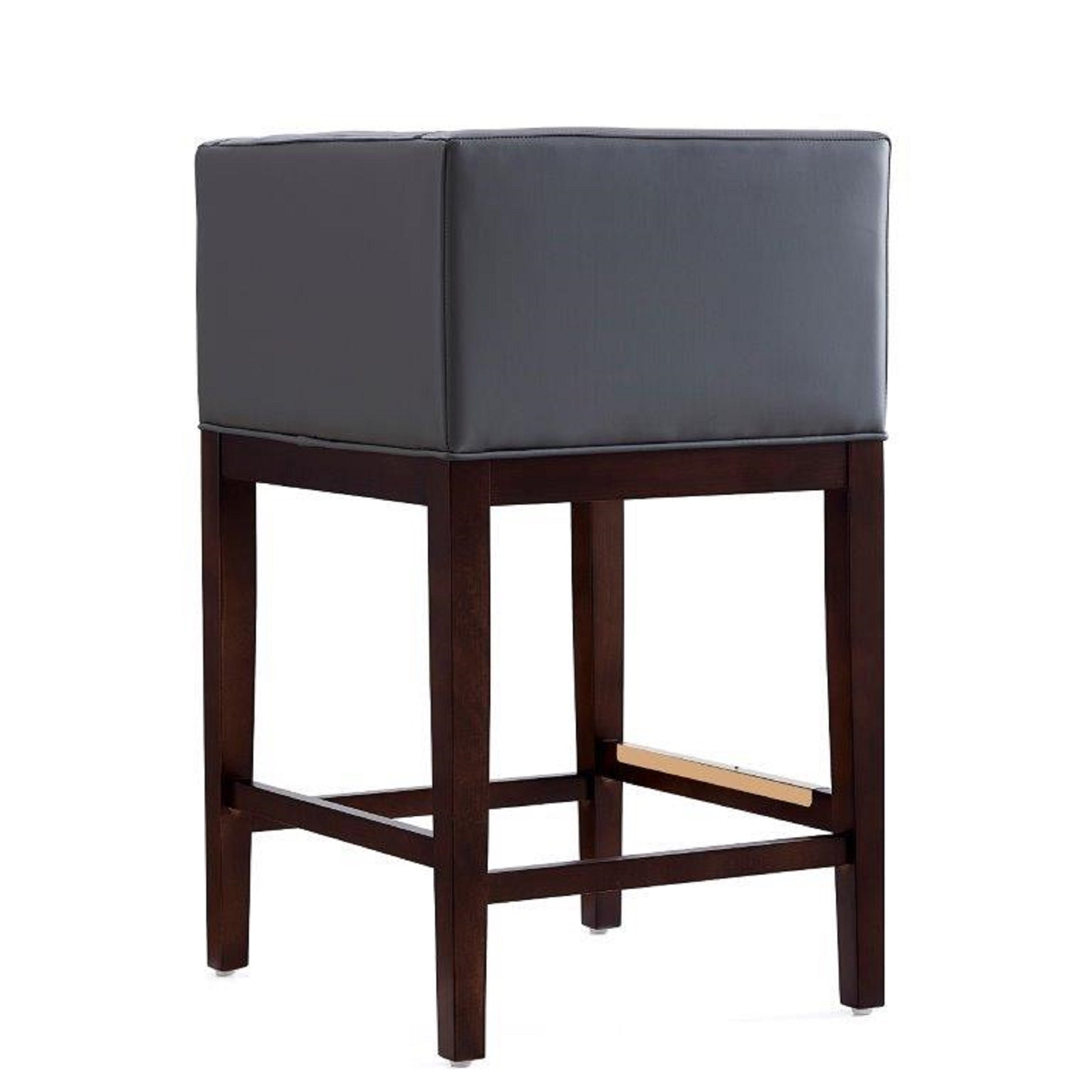 Grey Wood Counter Stool with Leather Backseat for Living Room