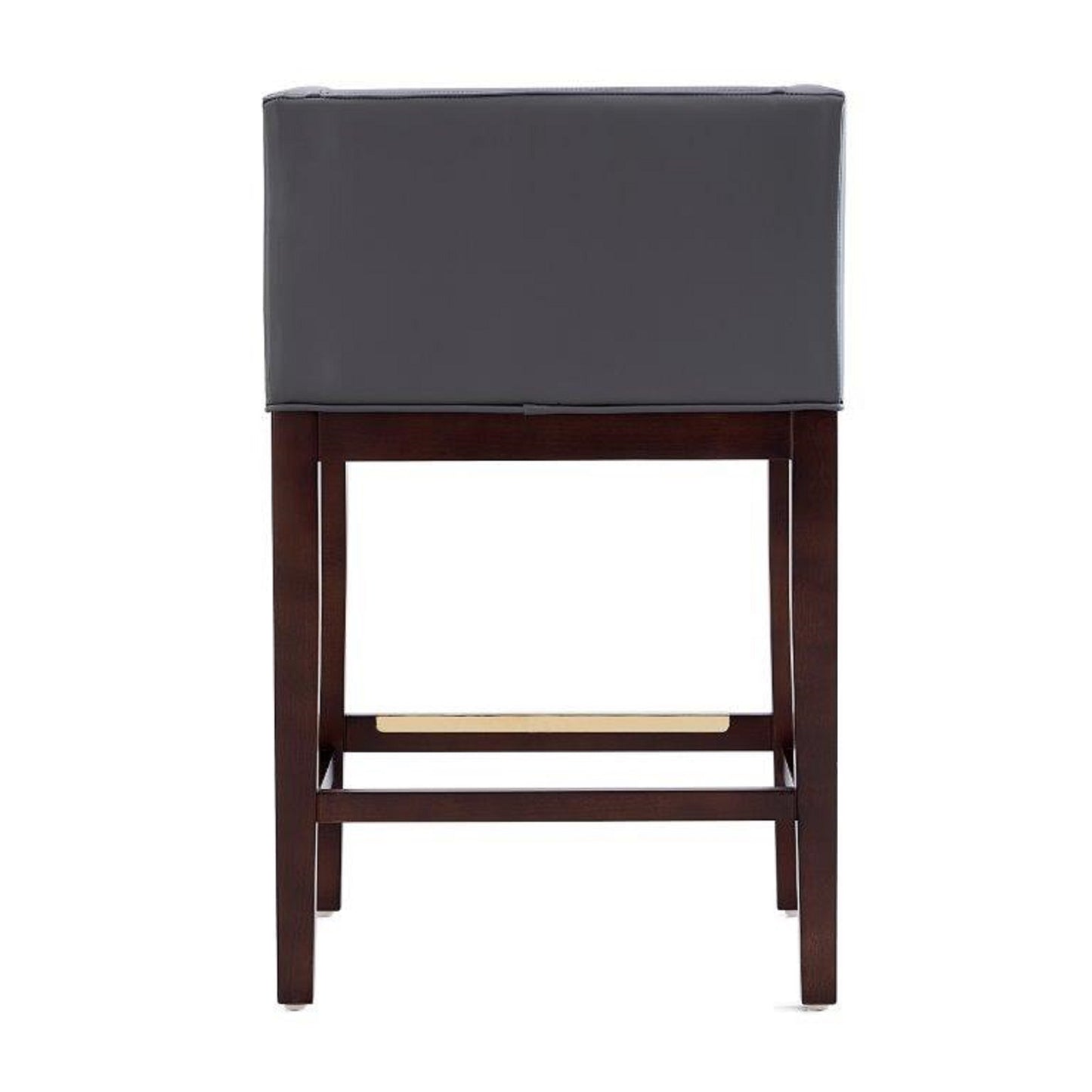 Grey Wood Counter Stool with Leather Backseat for Living Room