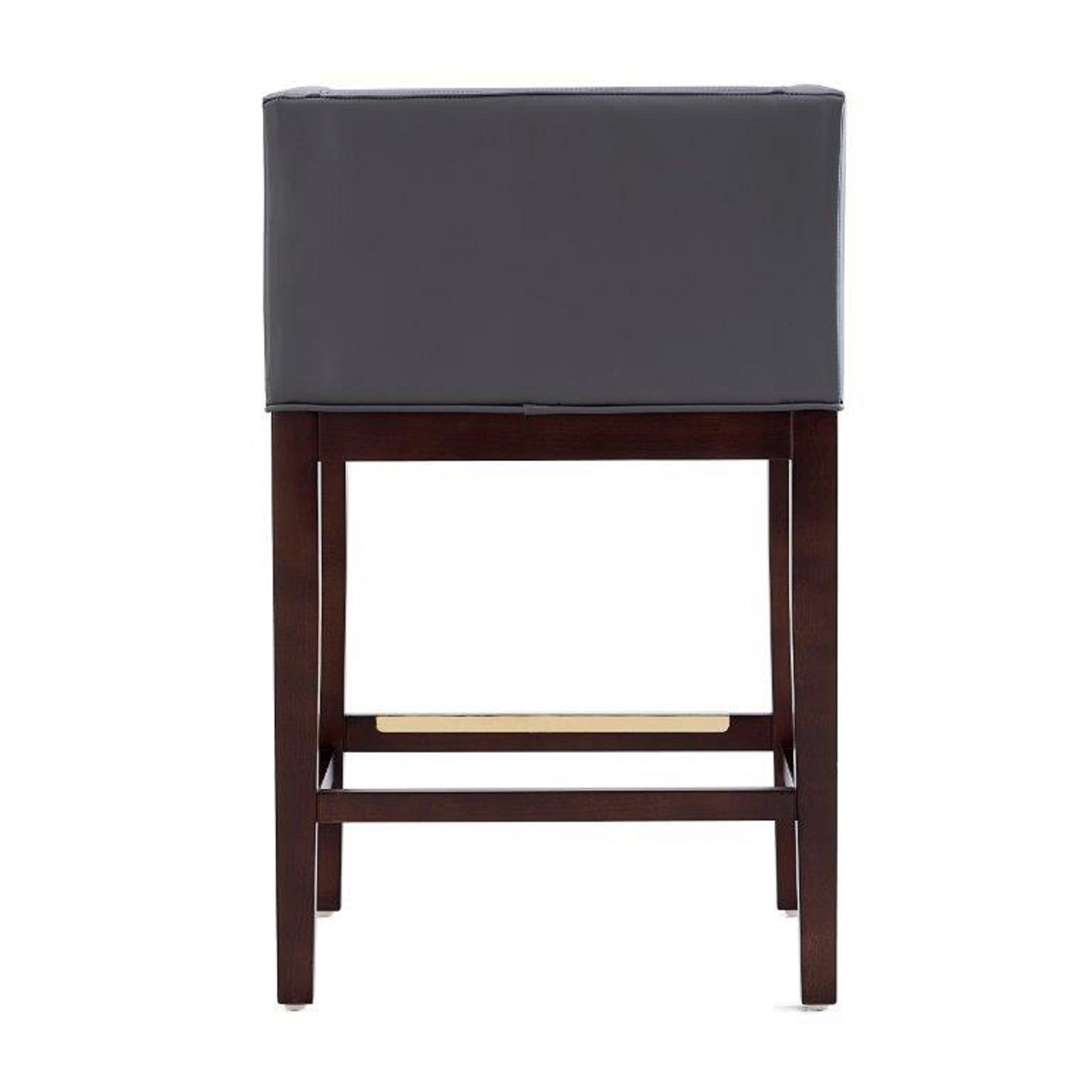 Grey Wood Counter Stool with Leather Backseat for Living Room