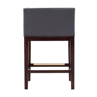 Grey Wood Counter Stool with Leather Backseat for Living Room