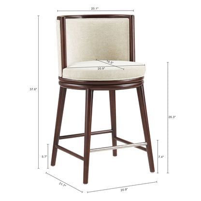 Cream Wood Counter Stool with Backrest - Kitchen Accent Chair for Living Room