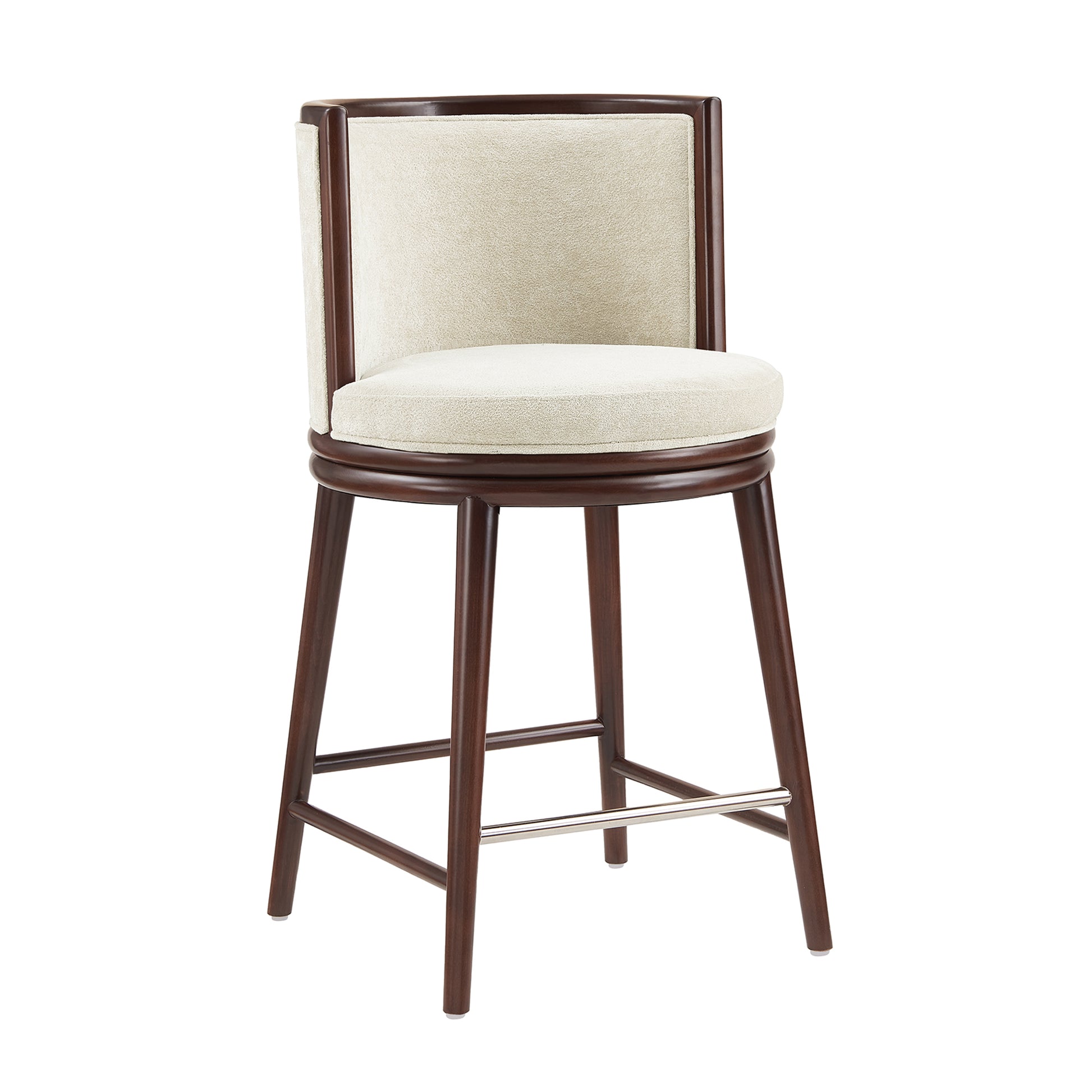 Cream Wood Counter Stool with Backrest - Kitchen Accent Chair for Living Room