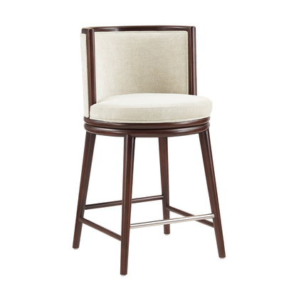 Cream Wood Counter Stool with Backrest - Kitchen Accent Chair for Living Room