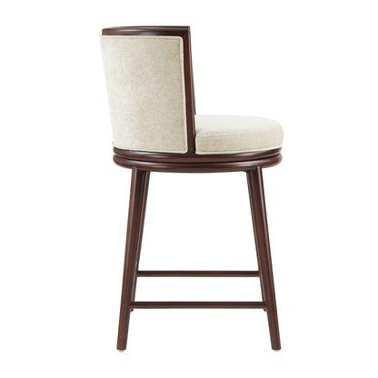 Cream Wood Counter Stool with Backrest - Kitchen Accent Chair for Living Room