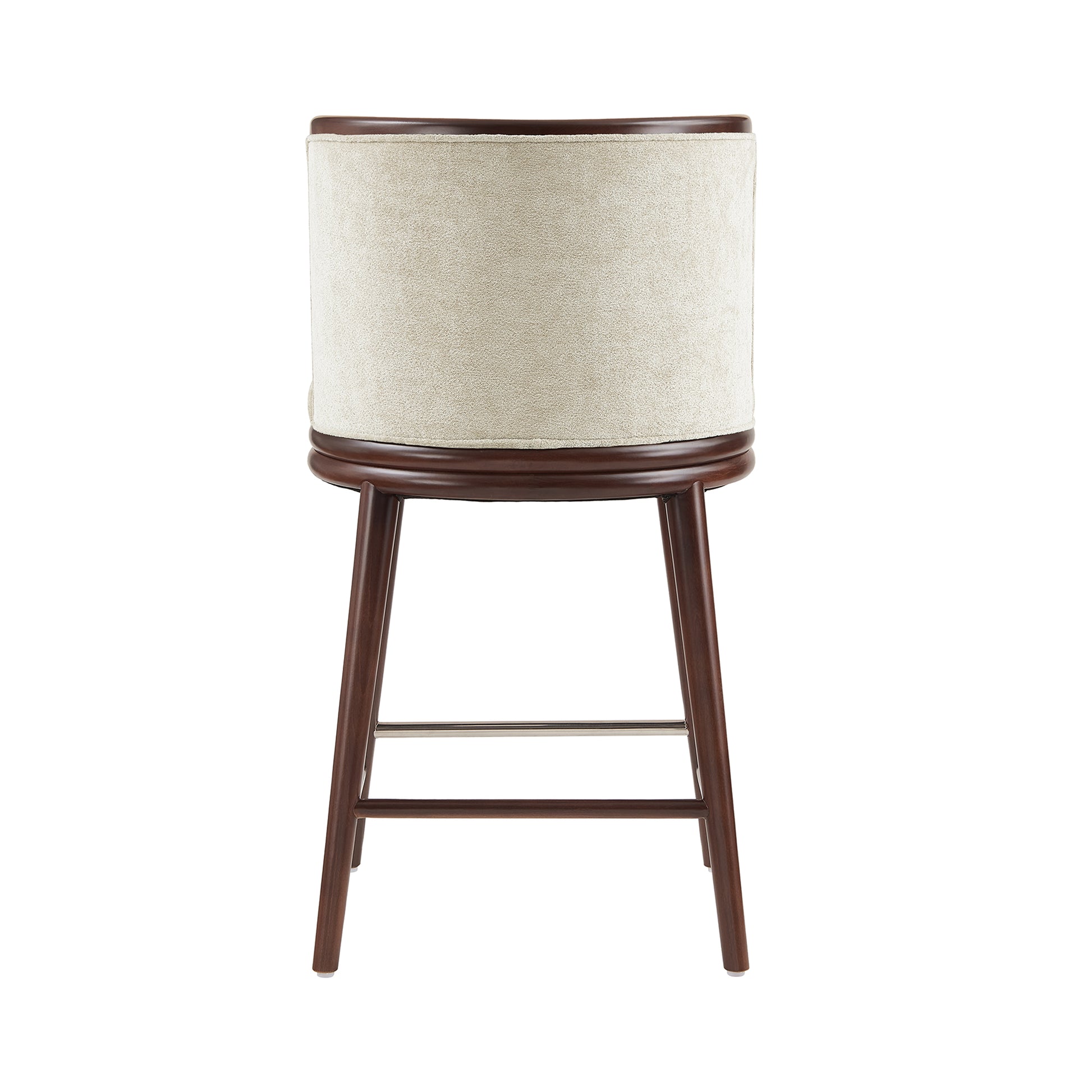 Cream Wood Counter Stool with Backrest - Kitchen Accent Chair for Living Room