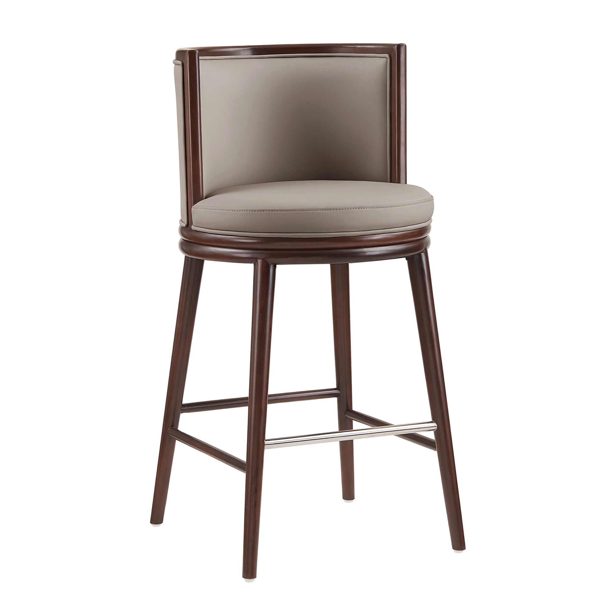 Taupe Wood Barstool with Backrest - Kitchen Seating