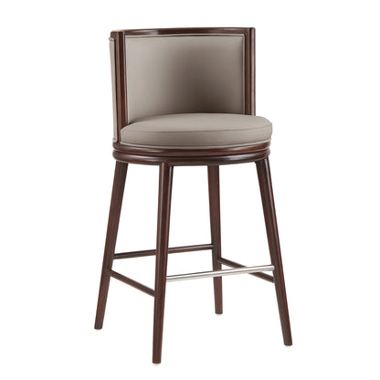 Taupe Wood Barstool with Backrest - Kitchen Seating