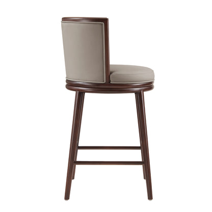 Taupe Wood Barstool with Backrest - Kitchen Seating