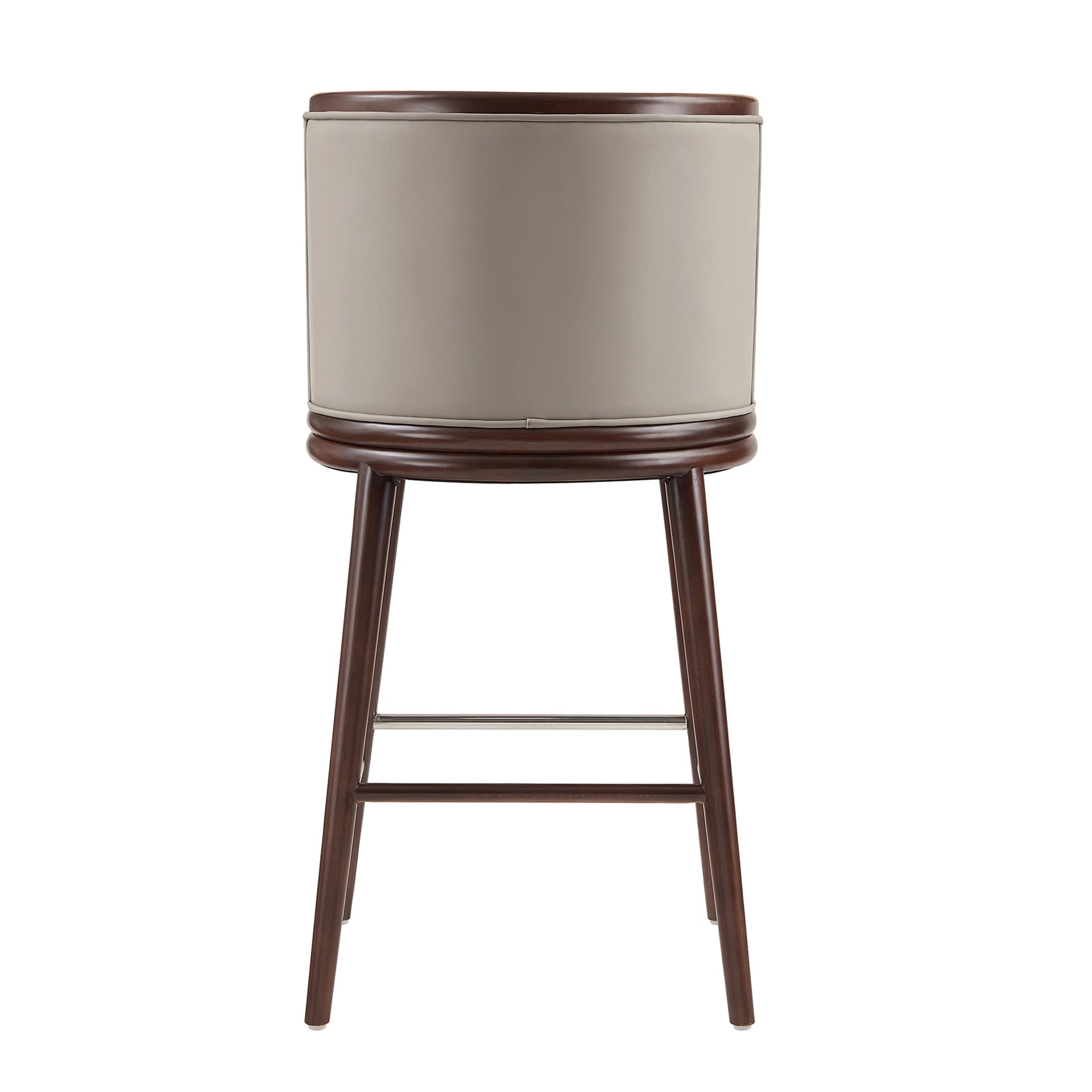 Taupe Wood Barstool with Backrest - Kitchen Seating