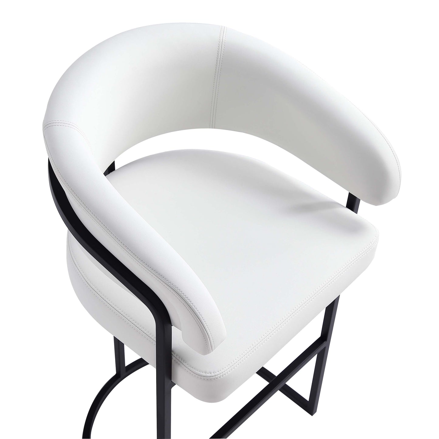 White Leatherette Barstool with Metal Frame - 29.7" Seat Height for Living Room