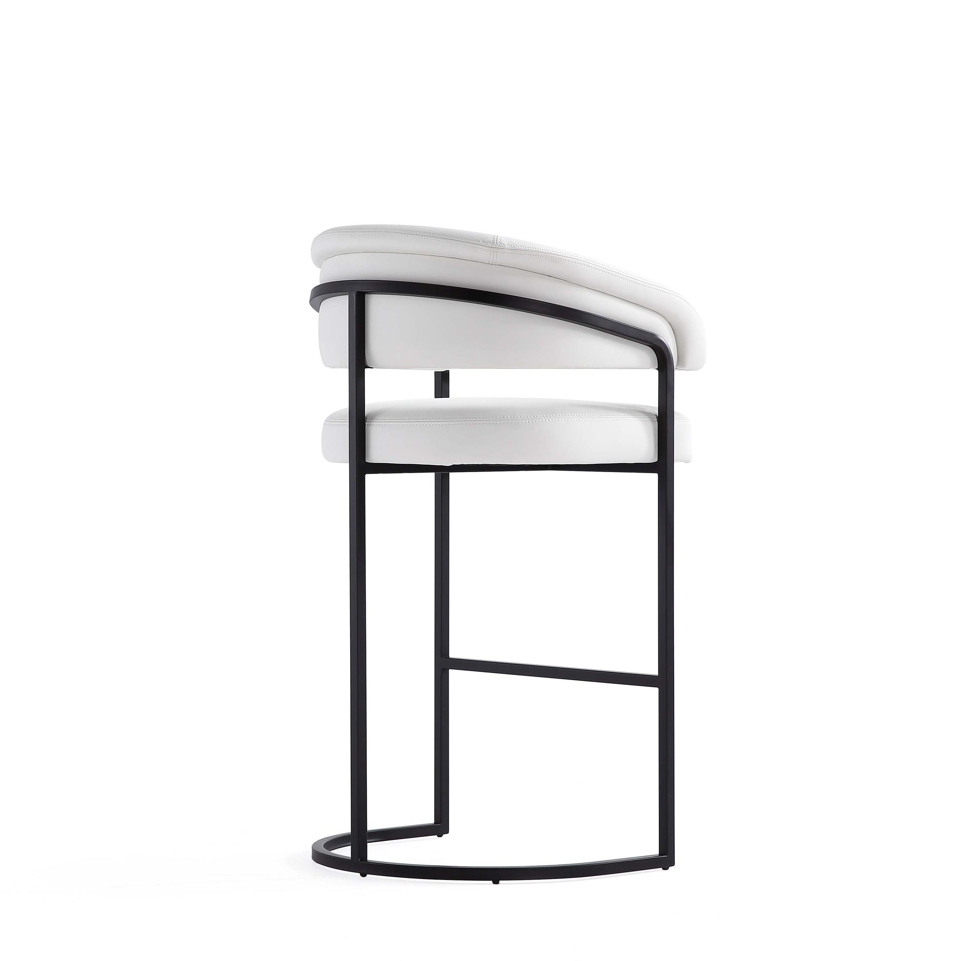 White Leatherette Barstool with Metal Frame - 29.7" Seat Height for Living Room