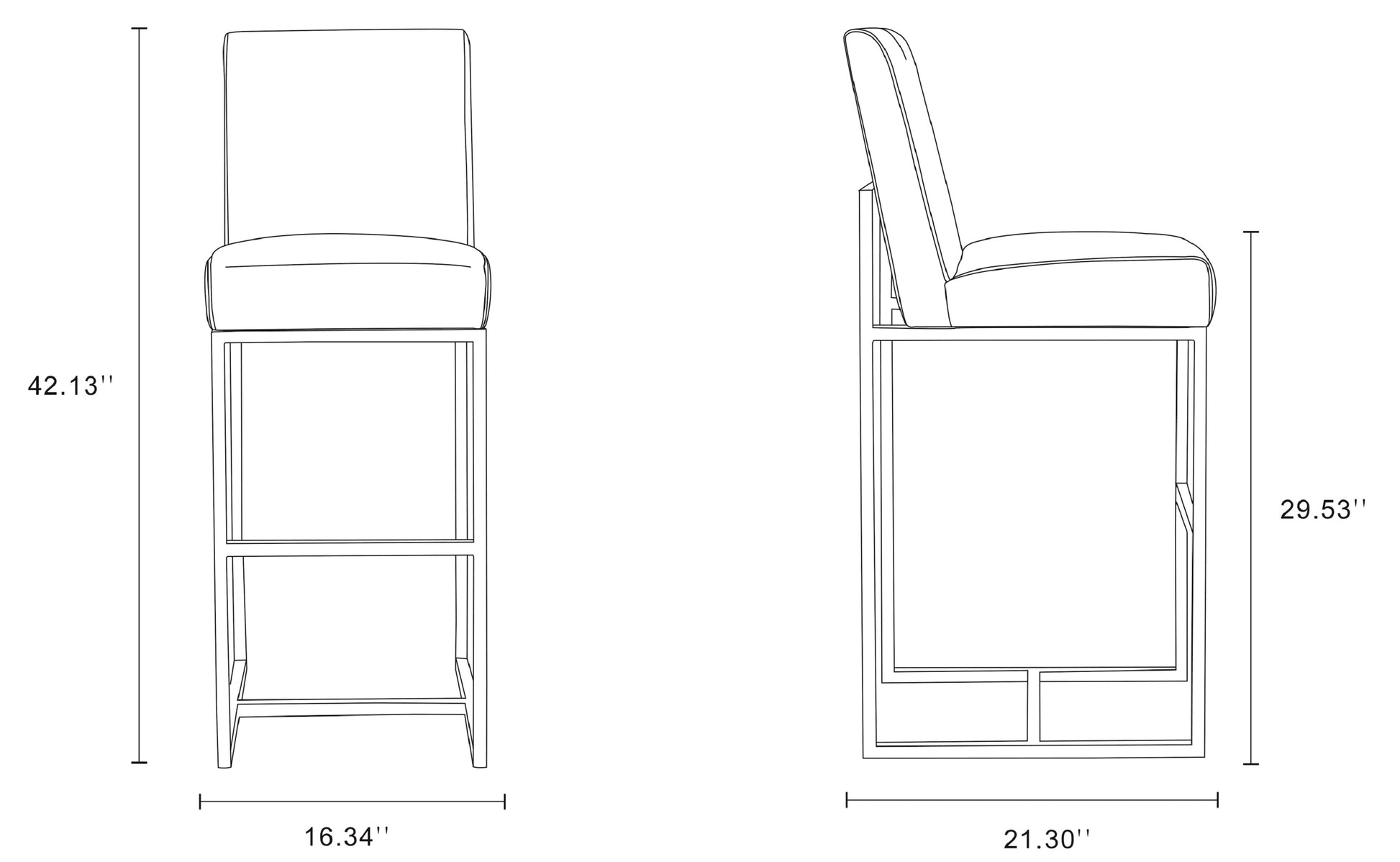 White Stainless Steel Barstool with Footrest - Kitchen & Bar Seating for Living Room