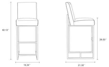 White Stainless Steel Barstool with Footrest - Kitchen & Bar Seating for Living Room