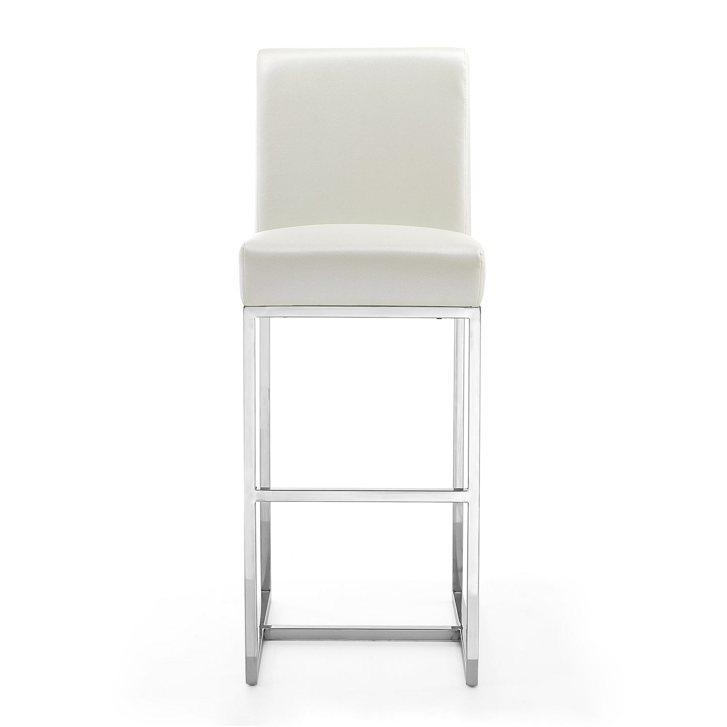 White Stainless Steel Barstool with Footrest - Kitchen & Bar Seating for Living Room