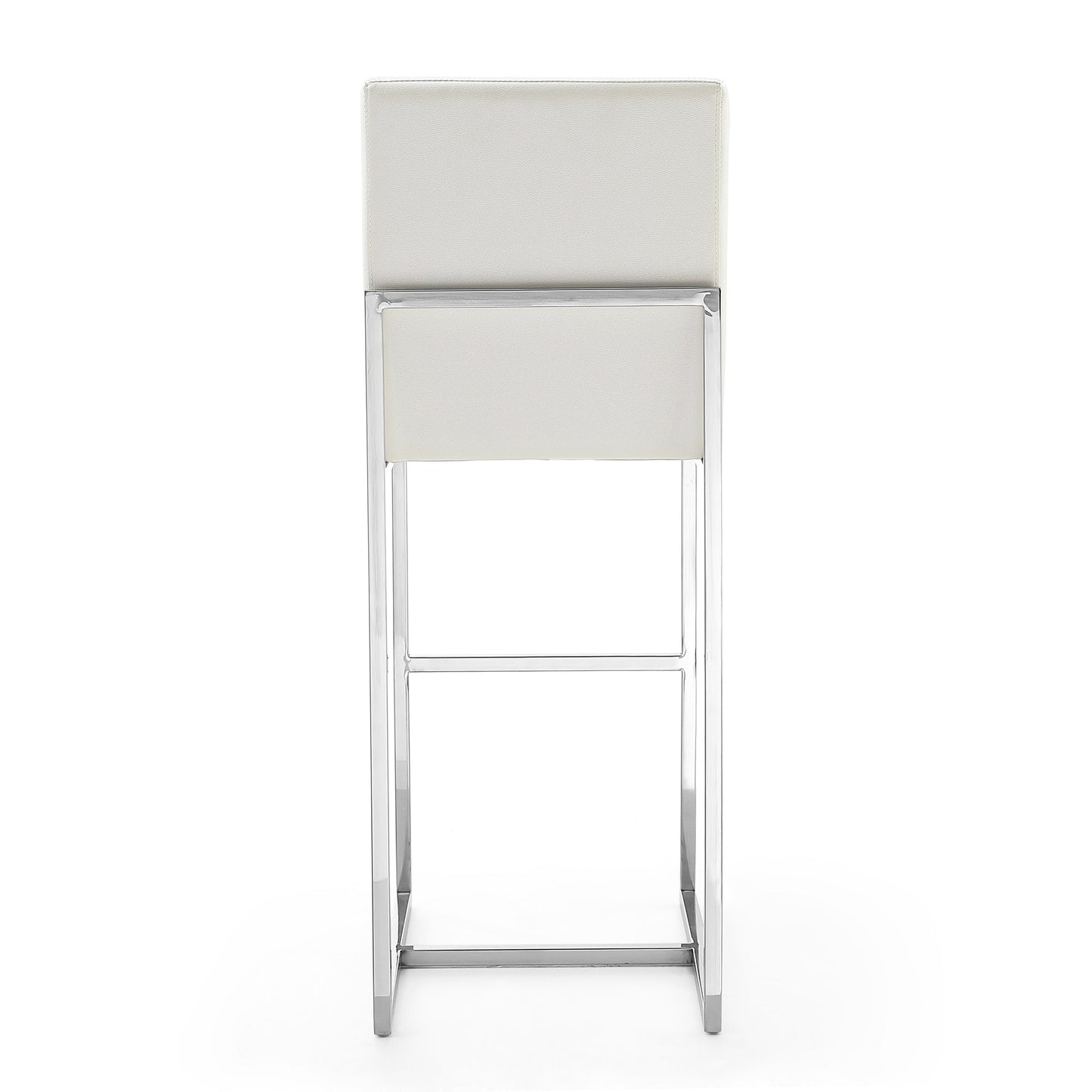White Stainless Steel Barstool with Footrest - Kitchen & Bar Seating for Living Room