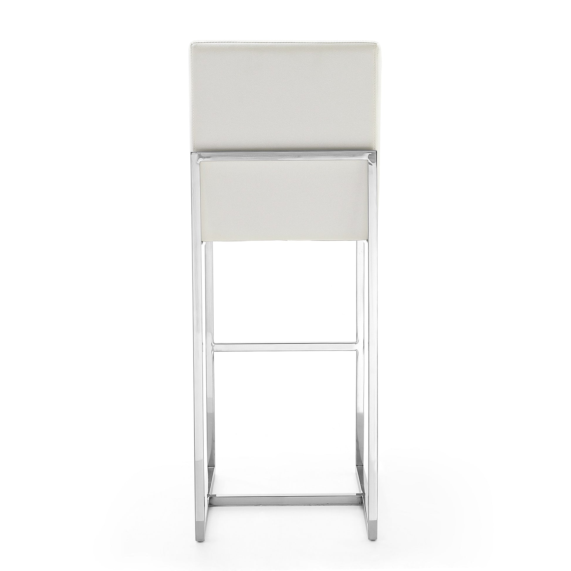White Stainless Steel Barstool with Footrest - Kitchen & Bar Seating for Living Room