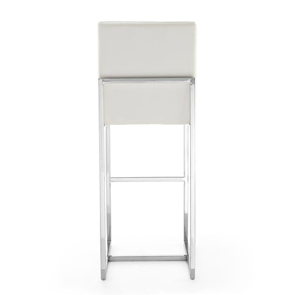 White Stainless Steel Barstool with Footrest - Kitchen & Bar Seating for Living Room