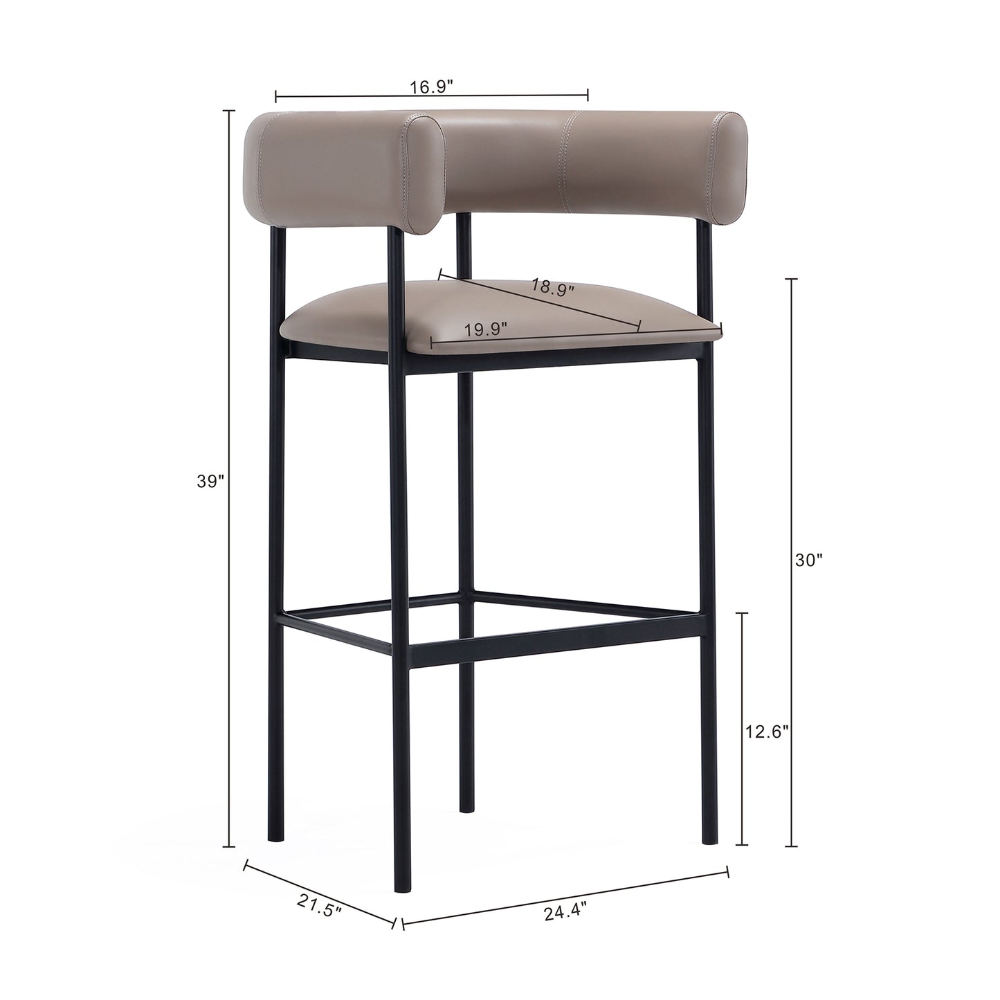 Taupe Metal Barstool - Comfortable Onda Design for Living Room