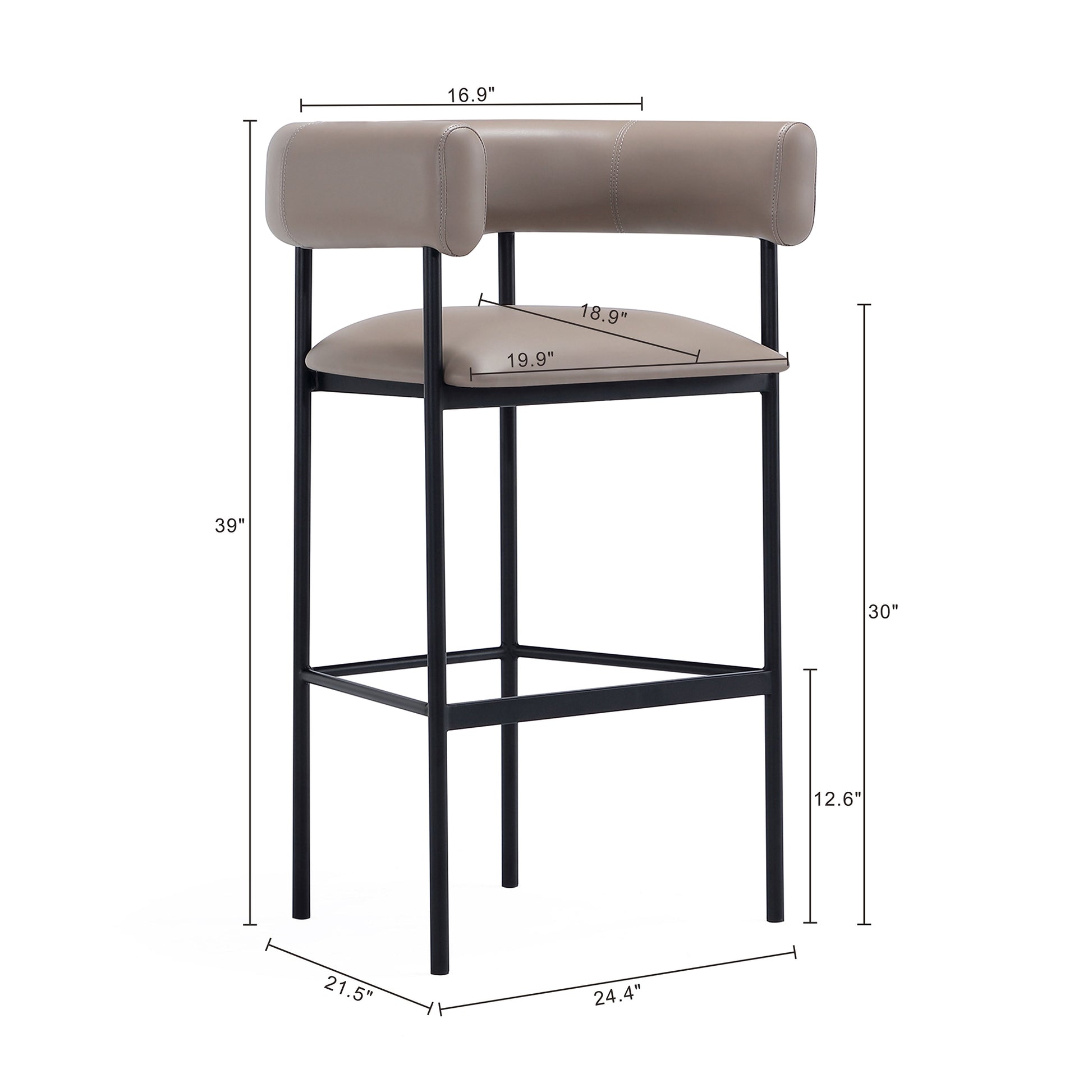 Taupe Metal Barstool - Comfortable Onda Design for Living Room