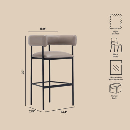 Taupe Metal Barstool - Comfortable Onda Design for Living Room