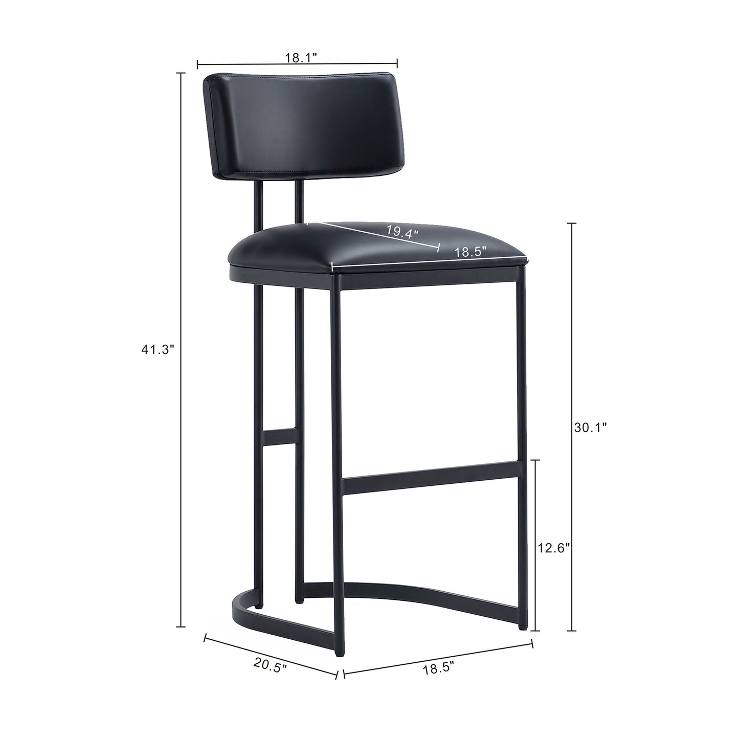 Black Metal Barstool - Modern Kitchen Stool