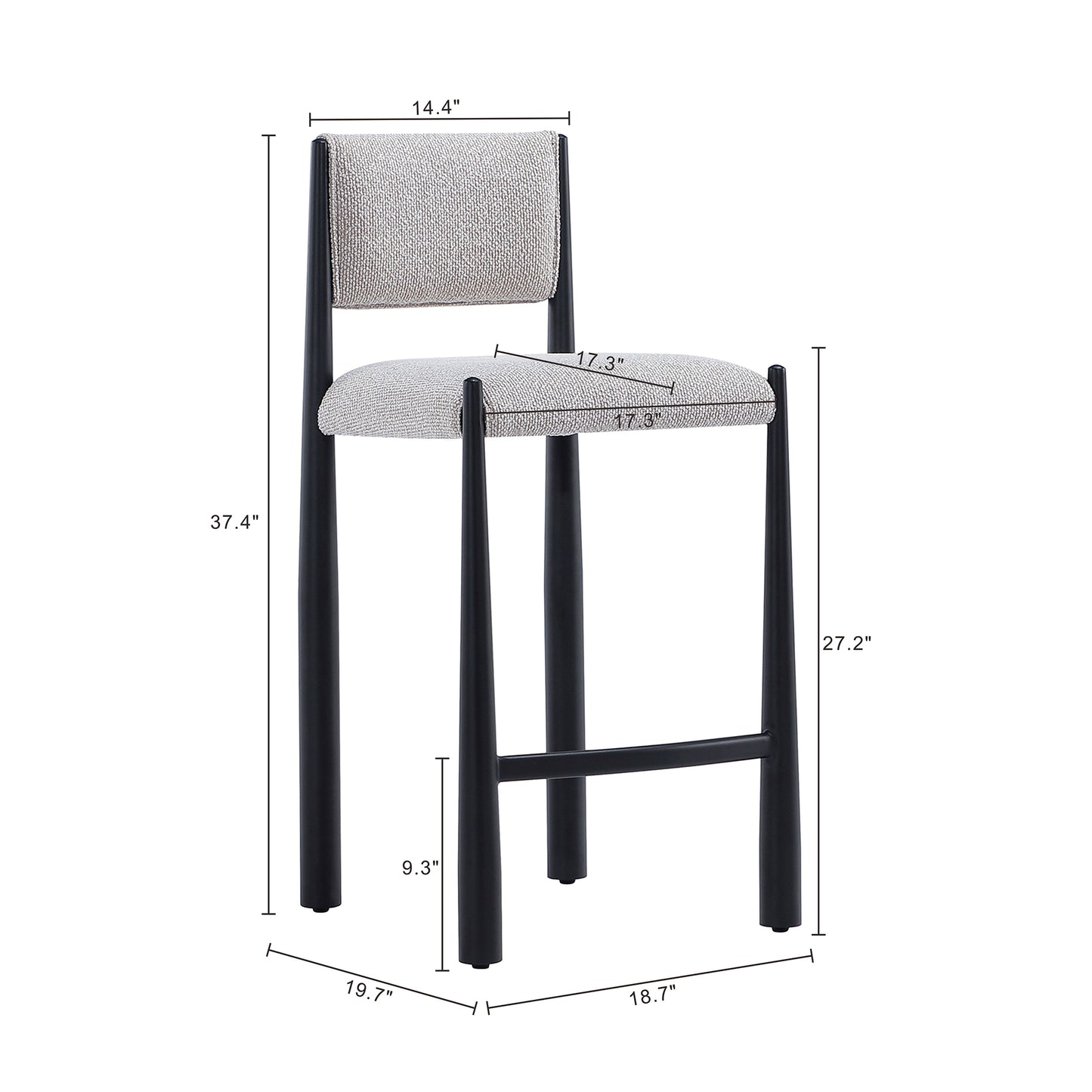 Champagne Metal Accent Chair - 18.7" Counter Stool
