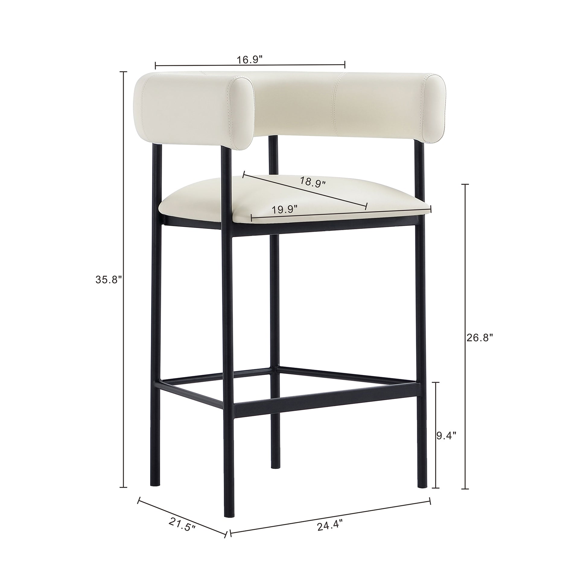 Ivory Metal Upholstered Chair for Accent Seating for Living Room