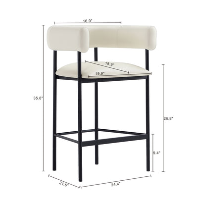 Ivory Metal Upholstered Chair for Accent Seating for Living Room