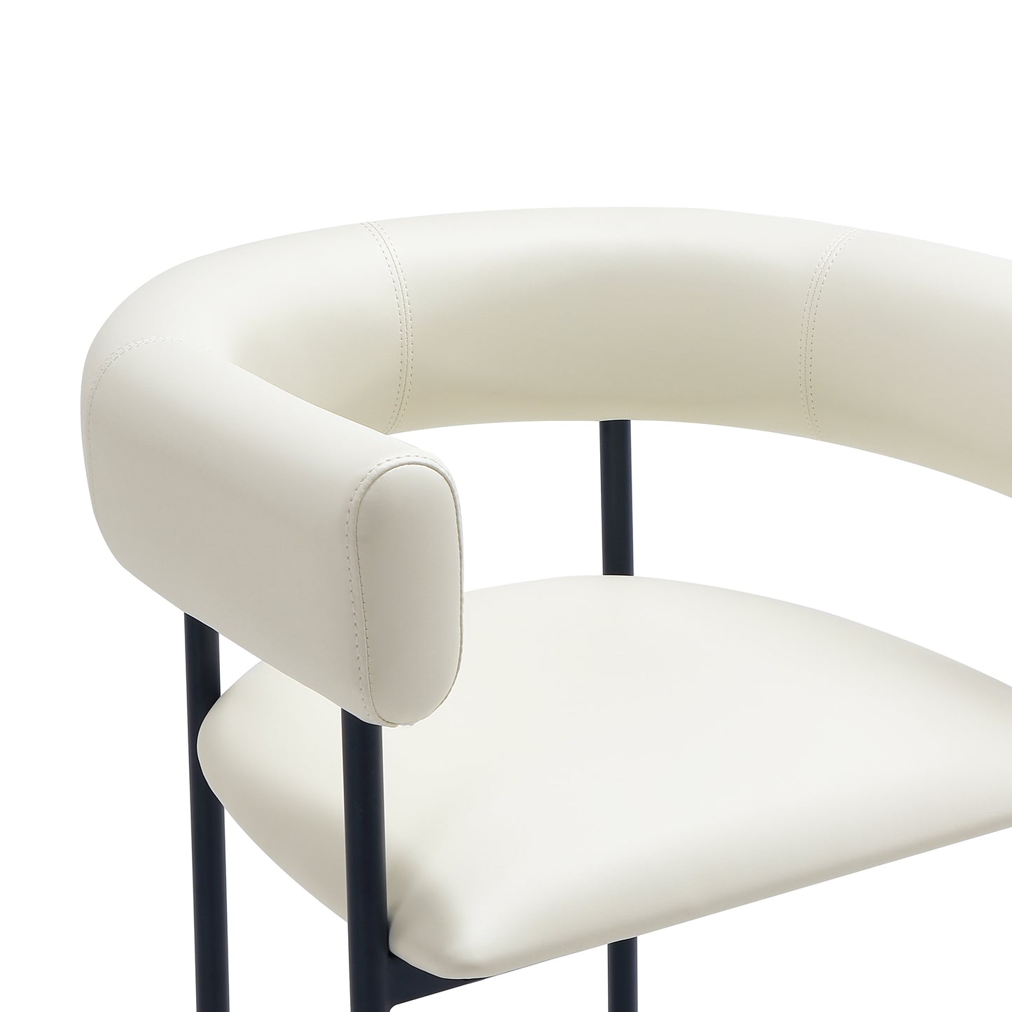 Ivory Metal Upholstered Chair for Accent Seating for Living Room
