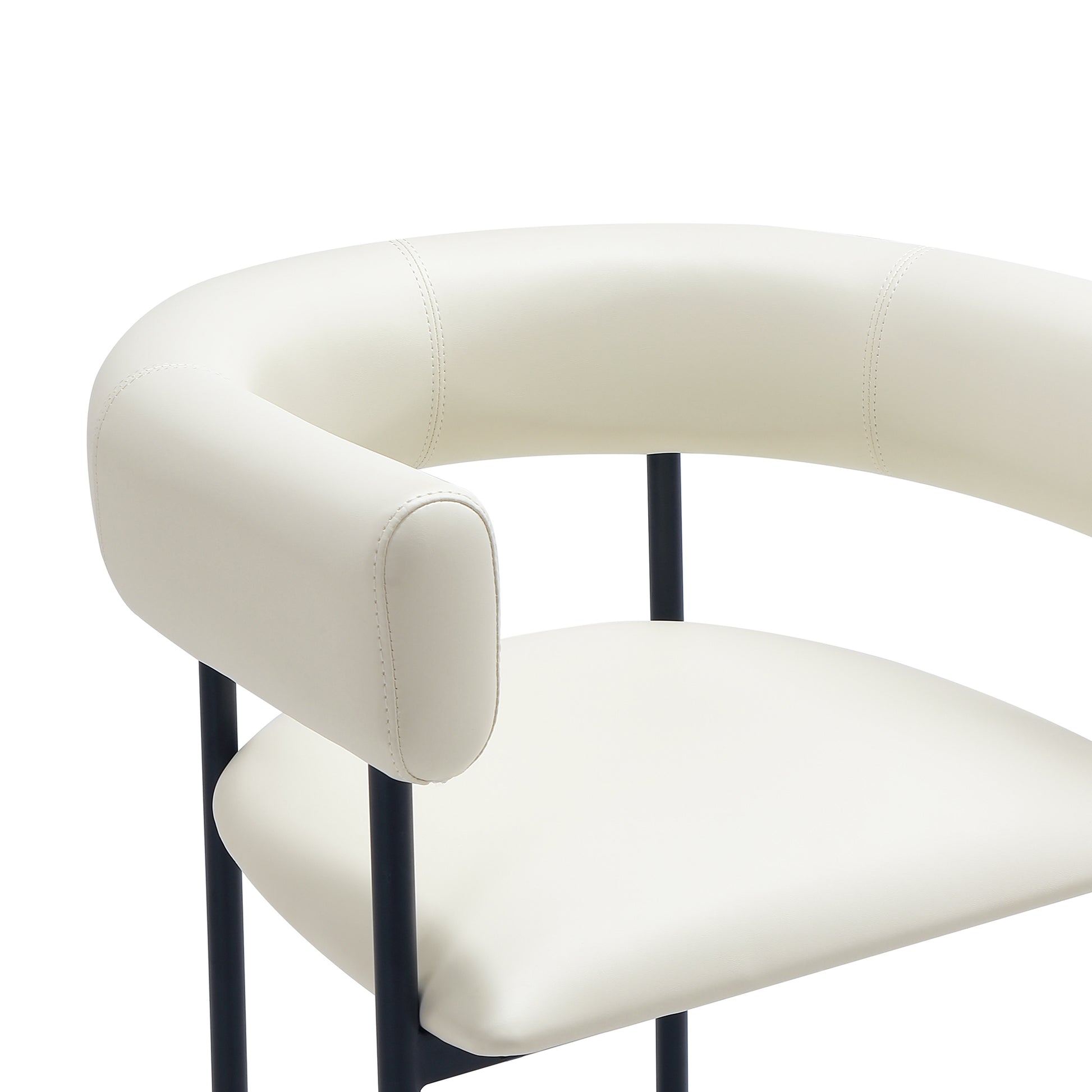Ivory Metal Upholstered Chair for Accent Seating for Living Room