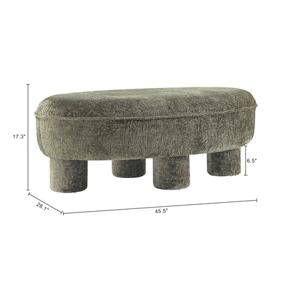 Olive Green Chenille Ottoman - 45.5" Round