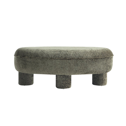 Olive Green Chenille Ottoman - 45.5" Round