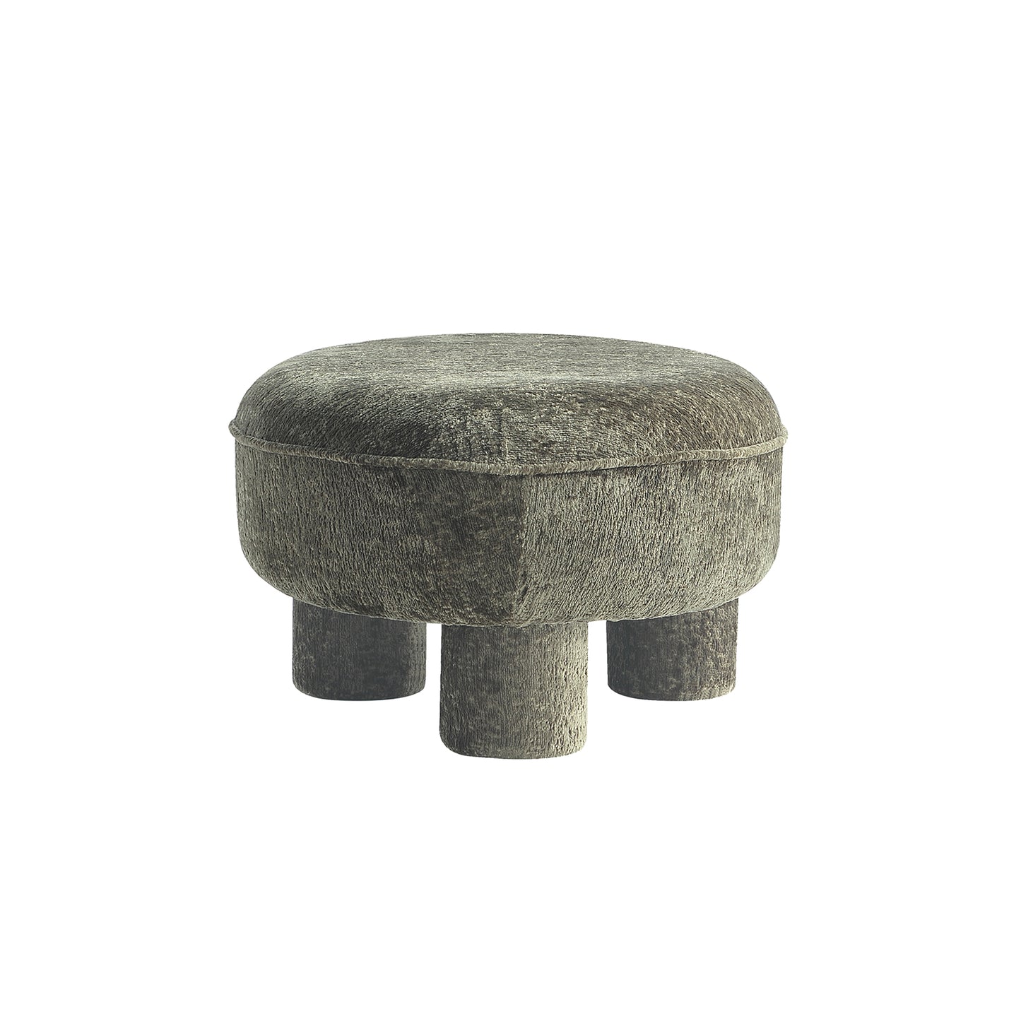Olive Green Chenille Ottoman - 45.5" Round