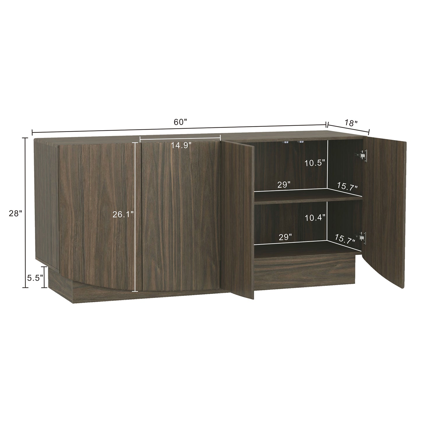 Walnut MDF Sideboard - Servers, Sideboards & Buffets