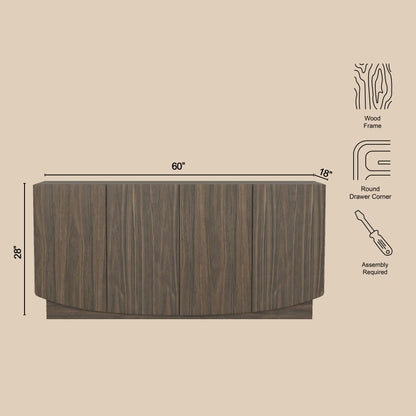 Walnut MDF Sideboard - Servers, Sideboards & Buffets
