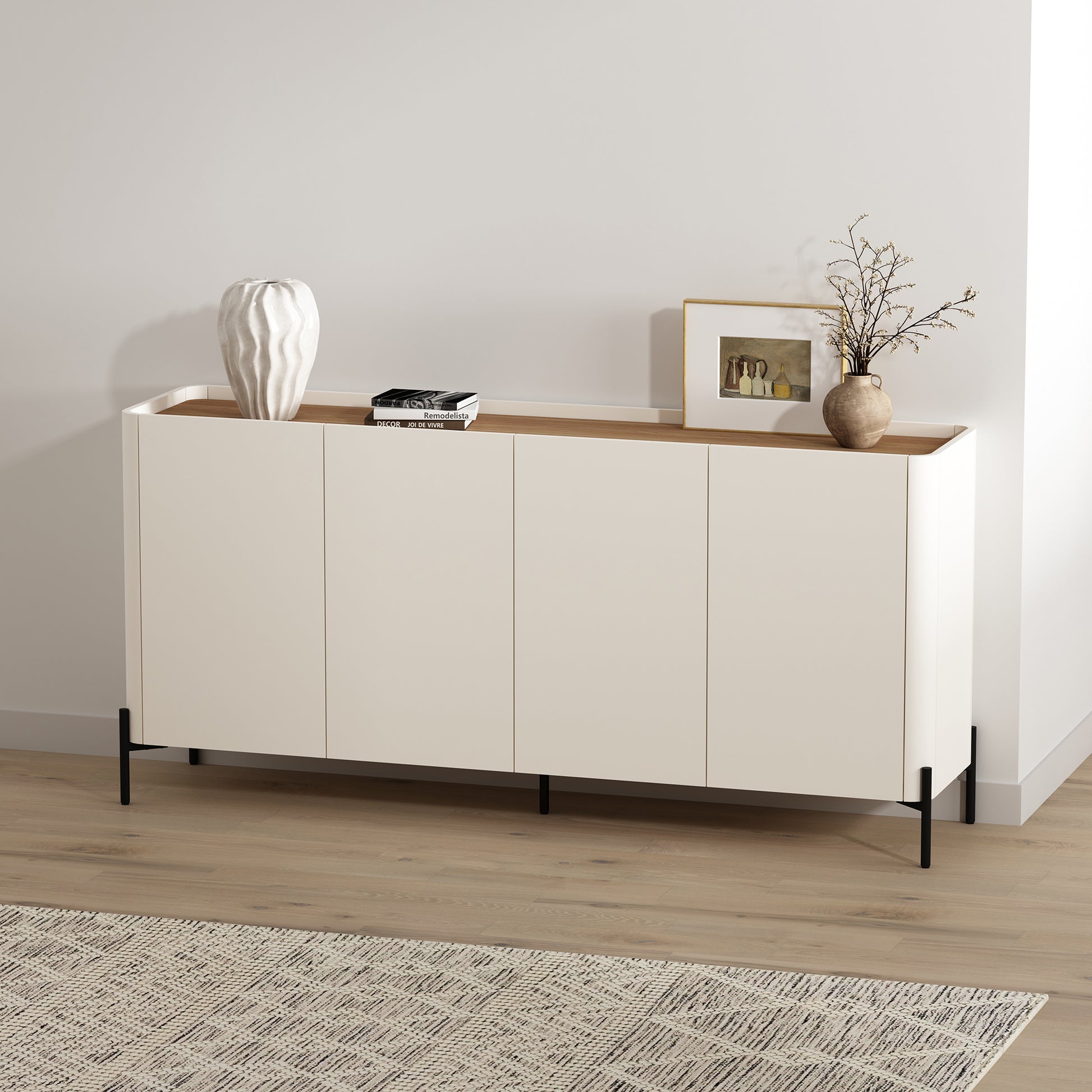 Brown White Sideboard Buffet Stand Dining Room Storage