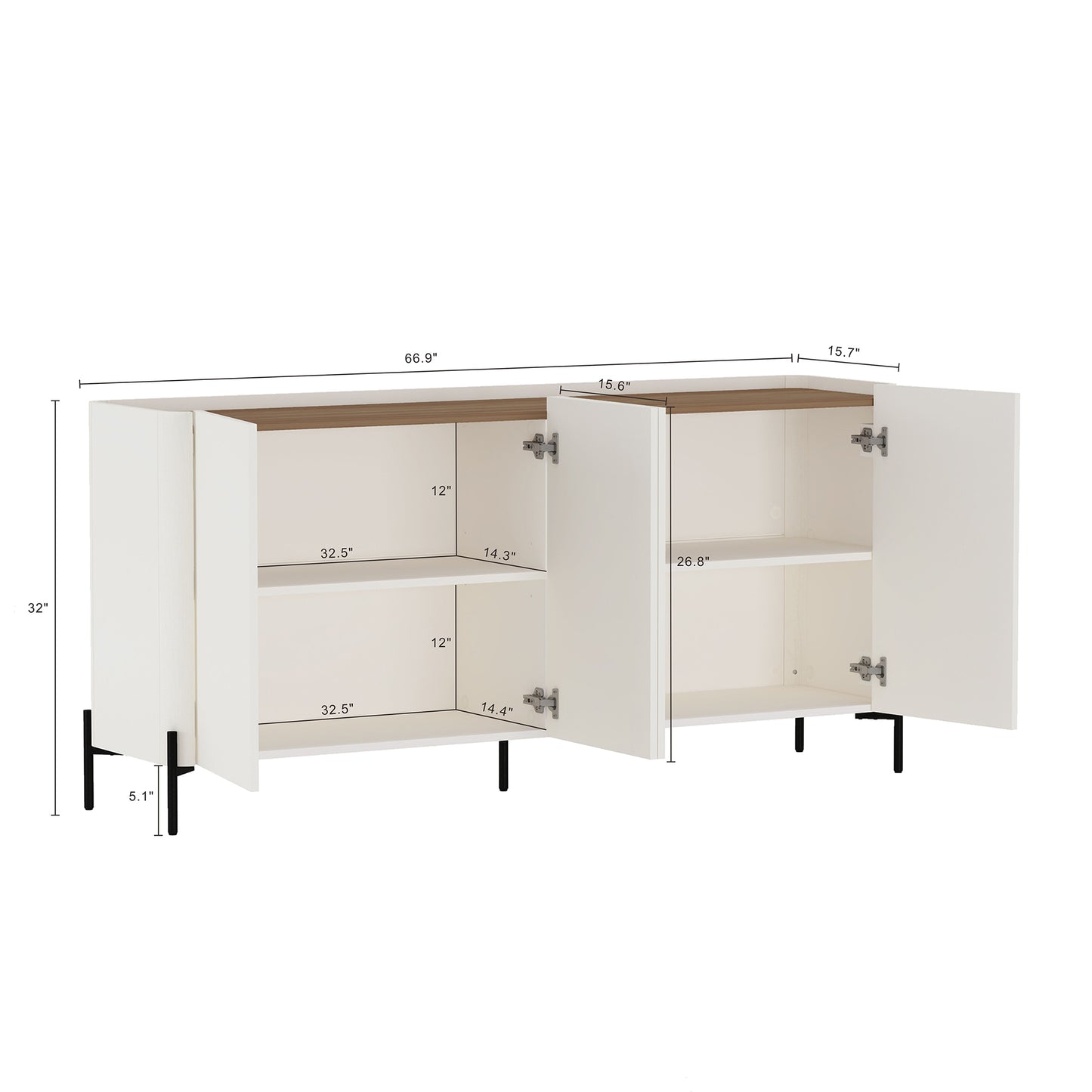 Brown White Sideboard Buffet Stand Dining Room Storage