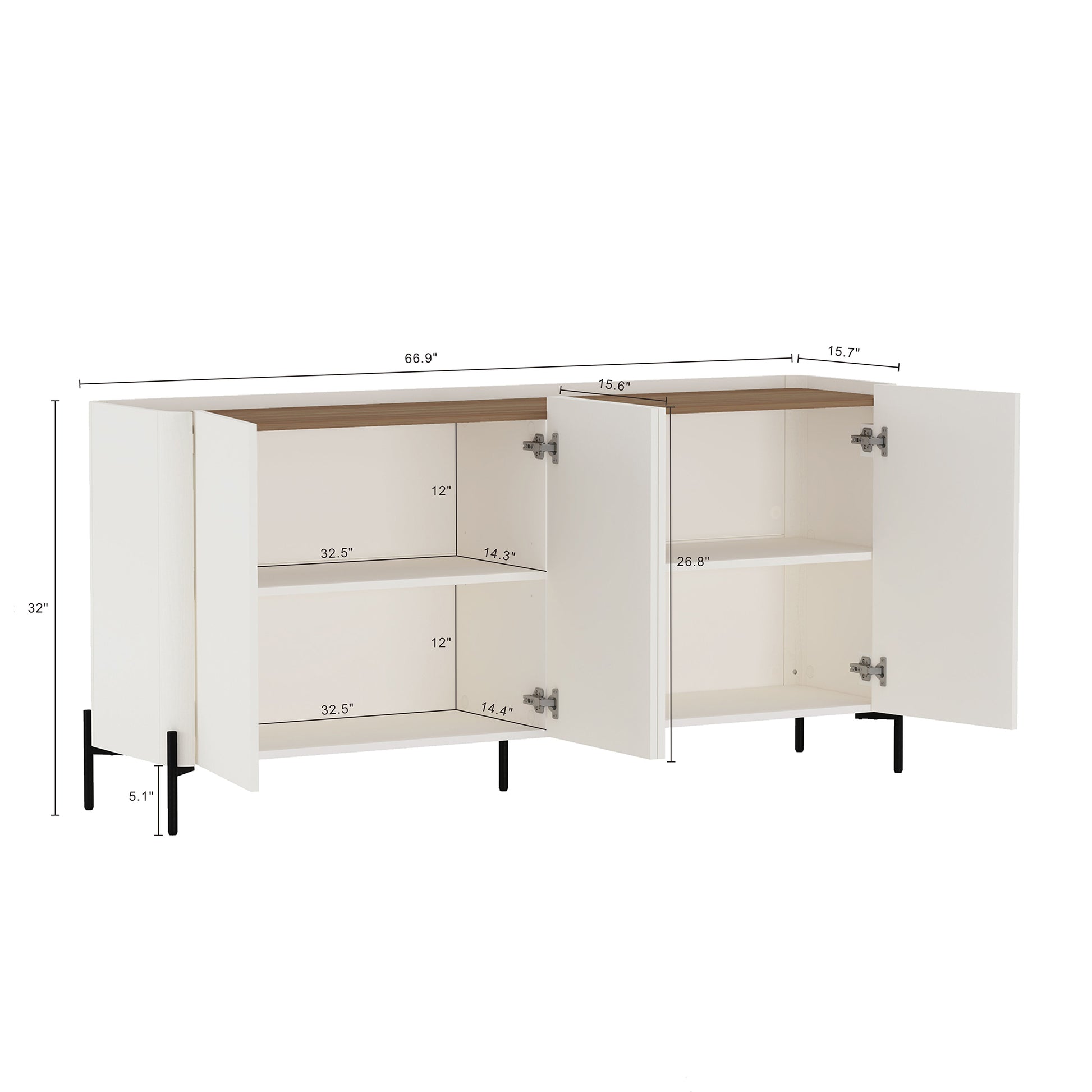 Brown White Sideboard Buffet Stand Dining Room Storage