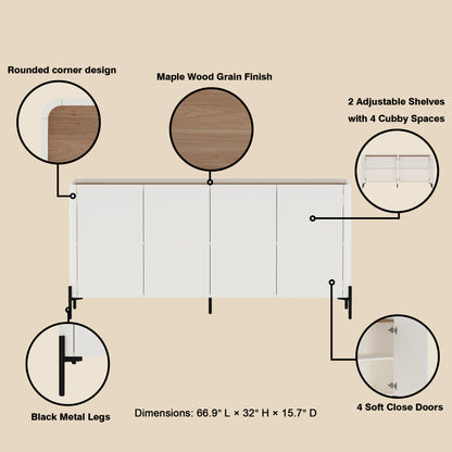 Brown White Sideboard Buffet Stand Dining Room Storage