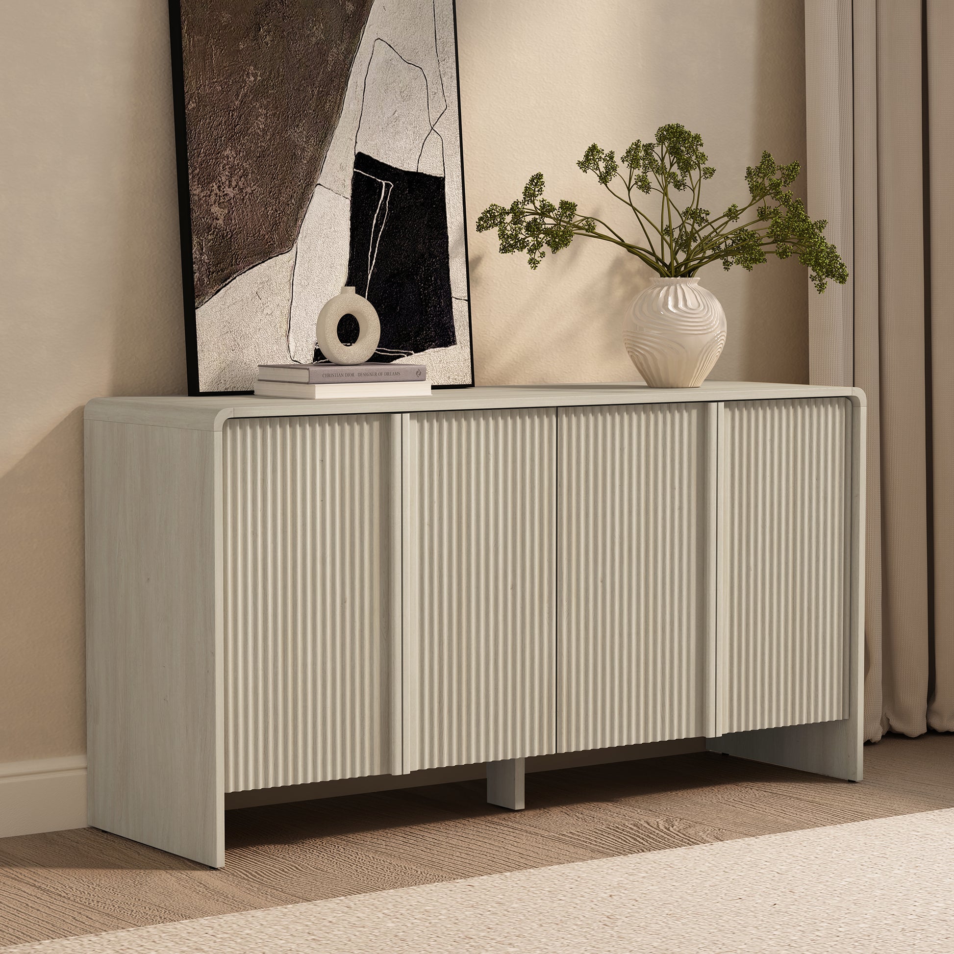 Whitewashed Oak Sideboard - 60" Servers, Buffets Dining
