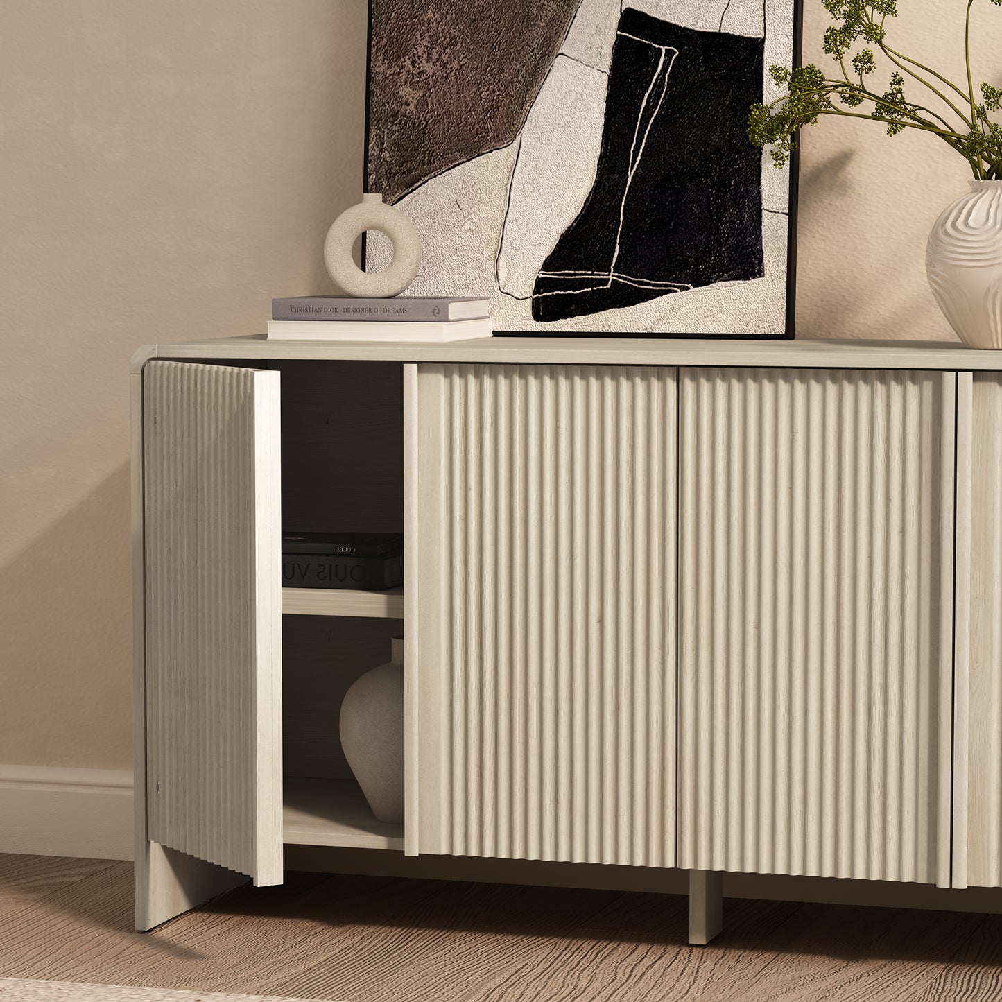 Whitewashed Oak Sideboard - 60" Servers, Buffets Dining