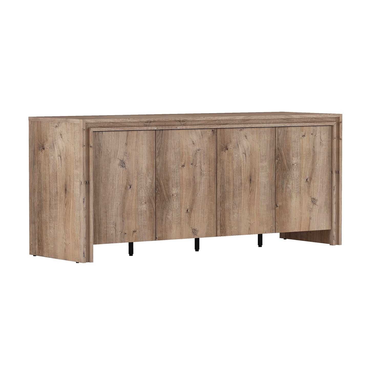 60" Brown MDF Sideboard with 4 Doors - Storage Cabinet