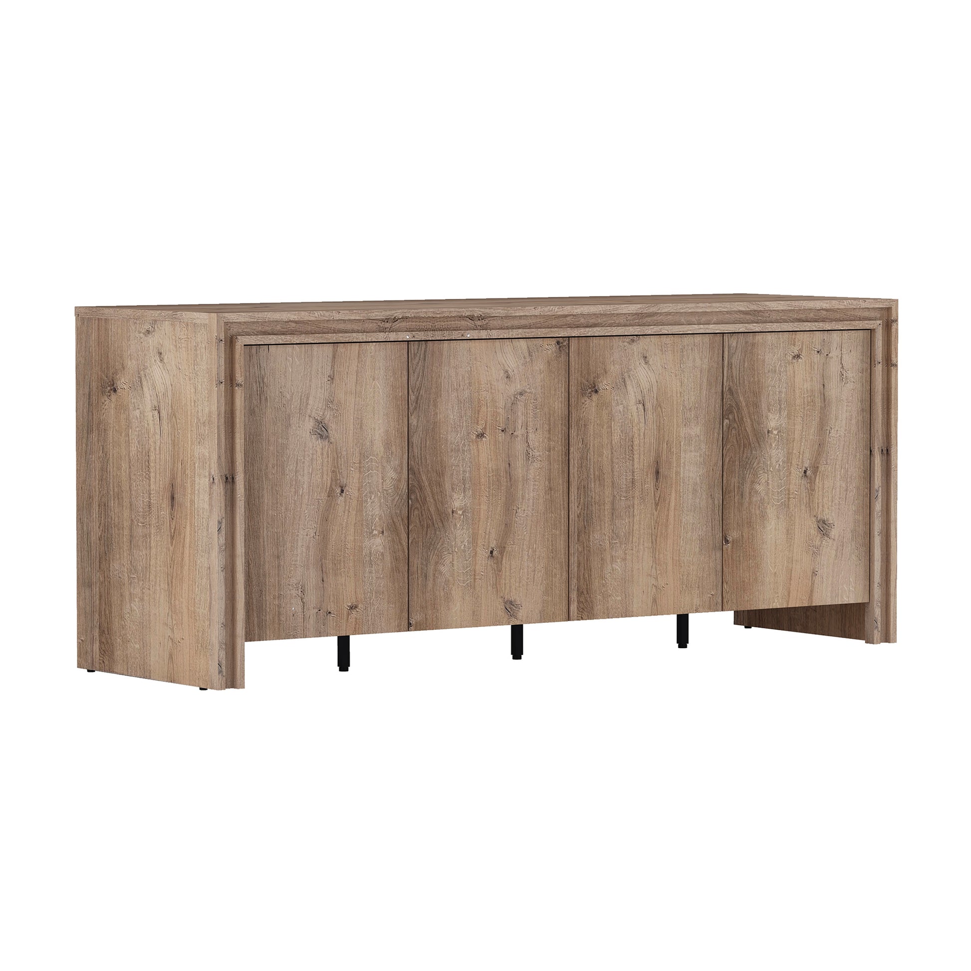 60" Brown MDF Sideboard with 4 Doors - Storage Cabinet