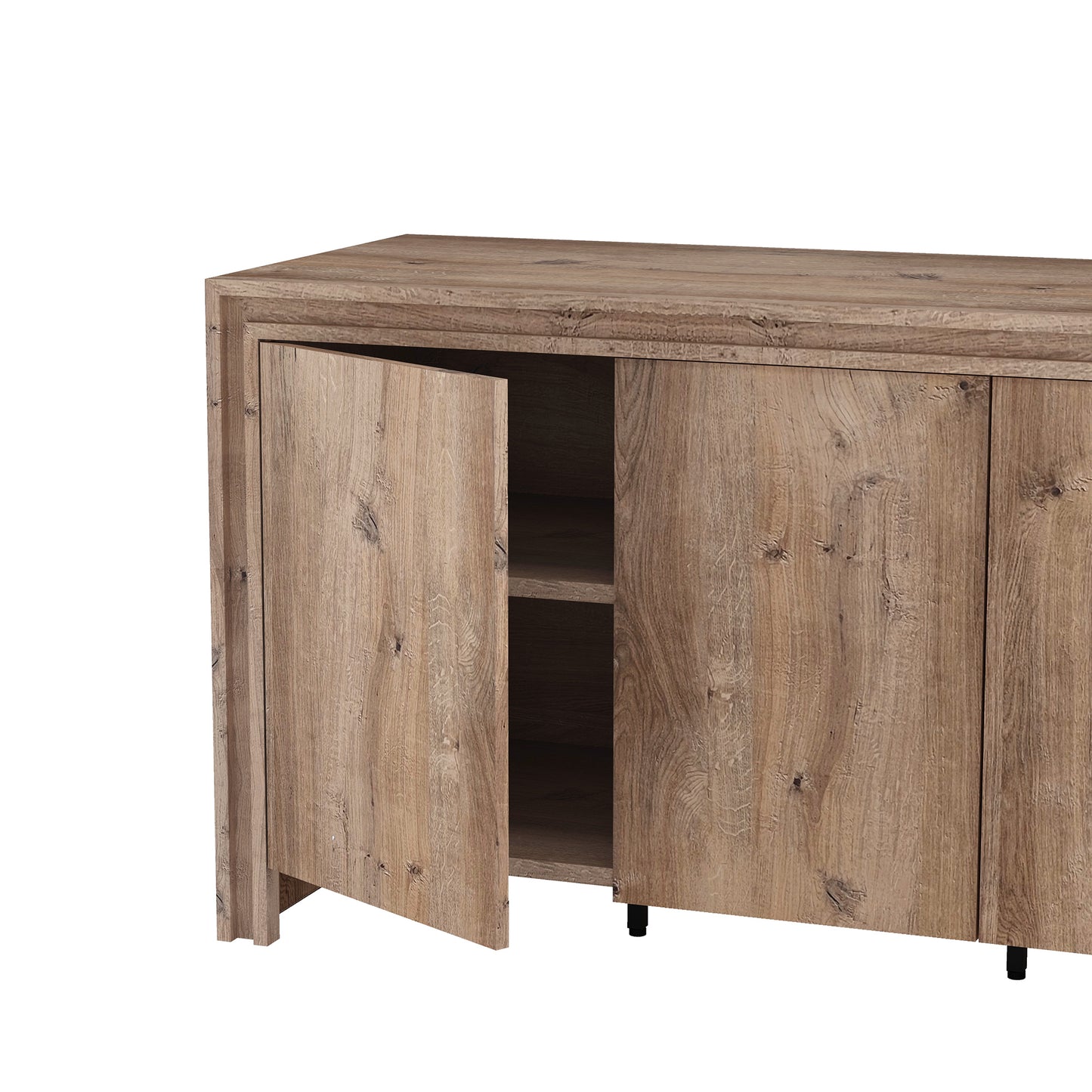 60" Brown MDF Sideboard with 4 Doors - Storage Cabinet