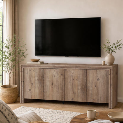60" Brown MDF Sideboard with 4 Doors - Storage Cabinet